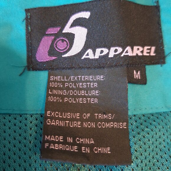 I5 Apparel Men's Size M Lightweight Windbreaker Rain Jacket Teal Black Full Zip - Picture 2 of 12